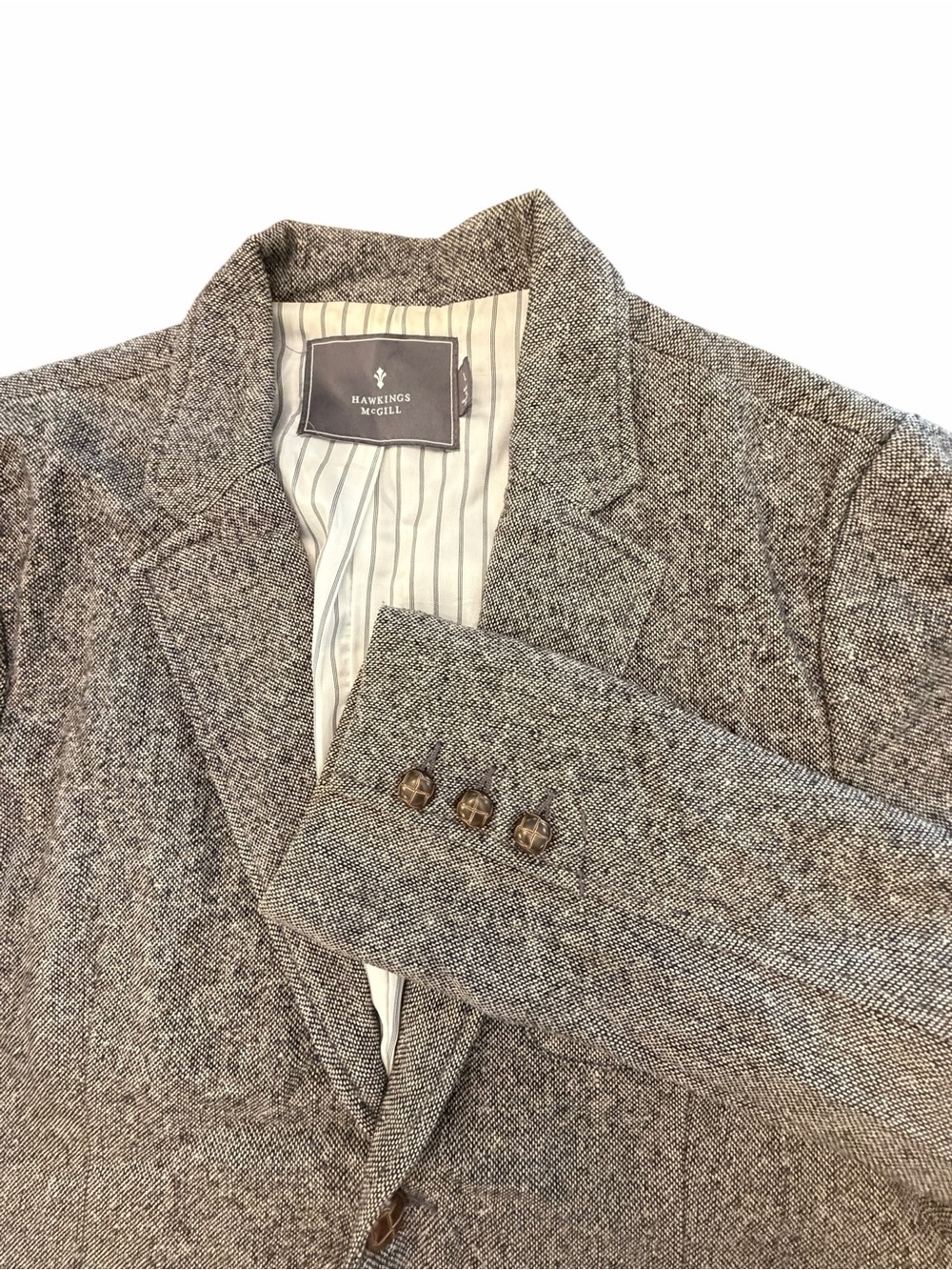 HAWKINGS MCGILL Men’s Grey Herringbone Blazer Jacket Large Professional Office
